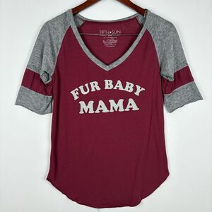 Fifth Sun Fur Baby Mama V-Neck T-Shirt